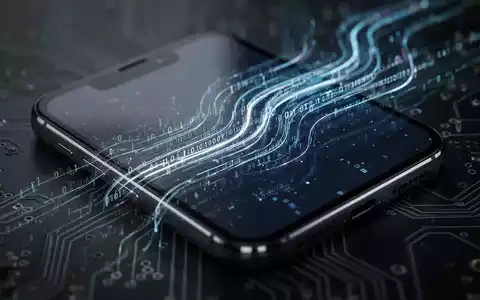 Nahaufnahme eines Smartphone-Bildschirms mit abstrakten, leuchtenden digitalen Mustern und Code, die Datensicherheit und Verletzlichkeit symbolisieren. - Foto: über boerse-global.de