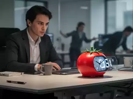 Eine Person konzentriert sich an einem modernen Schreibtisch, ein Timer ist sichtbar, im Hintergrund angedeutete Bewegung. - Foto: über boerse-global.de