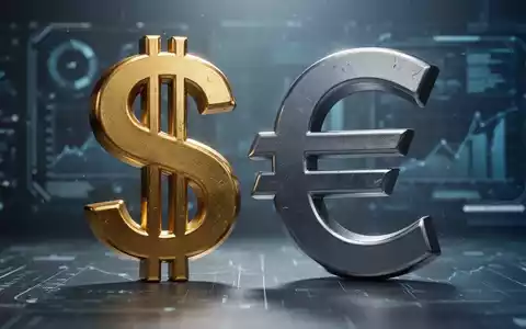 Ein goldenes Dollarzeichen und ein Euro-Symbol in einem angespannten, fast feindseligen Griff vor einem verschwommenen digitalen Hintergrund. - Foto: über boerse-global.de
