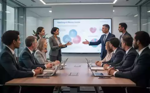 Eine Gruppe von Fachleuten bespricht in einem modernen Konferenzraum Daten zu psychischer Gesundheit und Digitalisierung am Arbeitsplatz. - Foto: über boerse-global.de