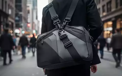 Eine Nahaufnahme einer modernen, diebstahlsicheren Tasche mit verstärkten Trägern, die von einer Person in einer belebten Stadt getragen wird. - Foto: über boerse-global.de