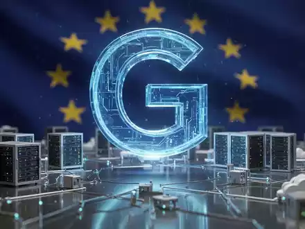 Ein stilisiertes, leuchtendes digitales 'G' für Gatekeeper, das über Miniatur-Serverracks und Cloud-Infrastruktur ragt. - Foto: über boerse-global.de