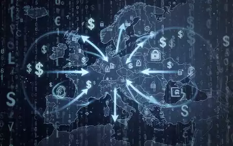 Eine stilisierte Darstellung grenzüberschreitender Finanztransaktionen und Datenflüsse, mit EU-Grenzen und Pfeilen für Geld- und Informationsbewegung. - Foto: über boerse-global.de