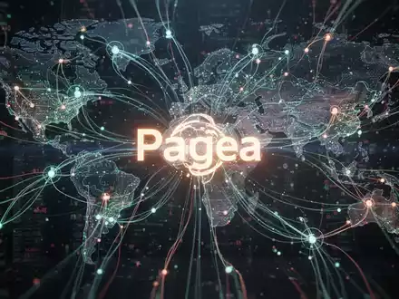 Digitale Grafik: Globus mit vernetzten Knoten, globale Finanznetzwerke darstellend, leuchtende Datenströme treffen auf zentrales 'Pangea'-Symbol. - Foto: über boerse-global.de