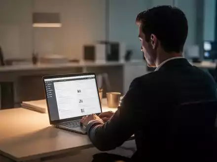 Eine Person sitzt konzentriert an einem modernen Schreibtisch mit einem Laptop, umgeben von einer ruhigen Arbeitsumgebung. - Foto: über boerse-global.de