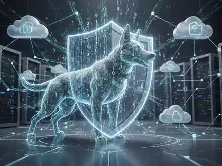 Abstrakter, digitaler Schutzschild aus Binärcode, der Server und Cloud-Infrastruktur schützt, symbolisiert erweiterte Bedrohungserkennung. - Foto: über boerse-global.de