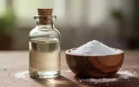 Eine kleine Glasflasche mit Rizinusöl neben einer Holzschale mit Natron auf einem unscharfen Hintergrund. - Foto: über boerse-global.de