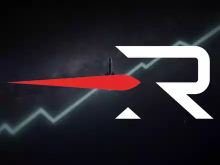 Abstrakte Darstellung der Raumfahrtindustrie mit einem minimalistischen Raketenschatten und einer nach unten gerichteten Lichtspur, die Marktvolatilität symbolisiert. - Foto: über boerse-global.de