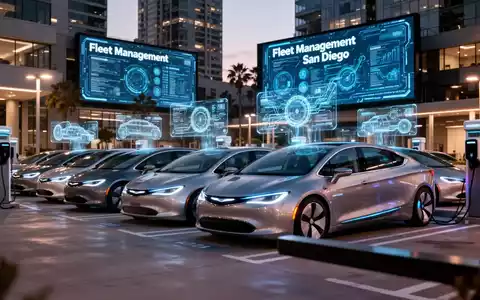 Autonome Fahrzeugflotte in moderner Ladestation mit Digital-Twin-Hologrammen und Bildschirm 'Flottenmanagement'. - Foto: über boerse-global.de
