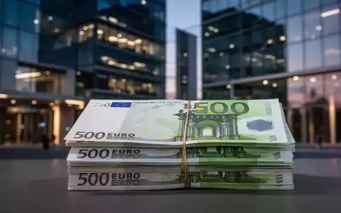 Ein Stapel von 500-Euro-Banknoten mit einem verschwommenen modernen Finanzgebäude im Hintergrund, das frisches Kapital darstellt. - Foto: über boerse-global.de