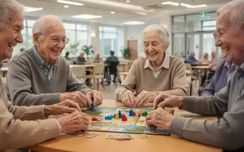Senioren spielen ein Brettspiel an einem Tisch, ihre Hände bewegen Spielsteine. Fokus auf Gemeinschaft und kognitive Aktivität. - Foto: über boerse-global.de