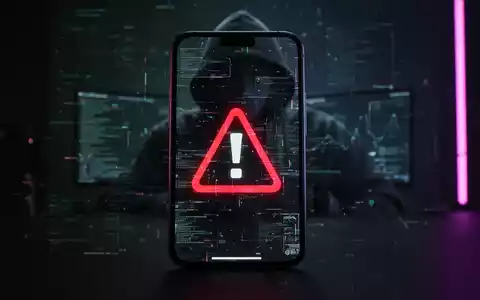 Ein Smartphone-Bildschirm zeigt eine Warnmeldung oder eine fehlerhafte Schnittstelle, im Hintergrund ist schemenhaft eine Hacker-Figur zu sehen. - Foto: über boerse-global.de