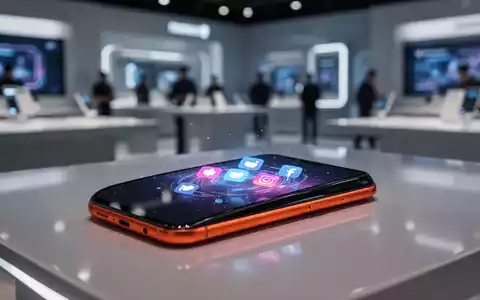 Ein leuchtend orangefarbenes Smartphone, möglicherweise ein iPhone 17, auf reflektierender Oberfläche mit dezenten Social-Media-Symbolen auf dem Bildschirm. - Foto: über boerse-global.de