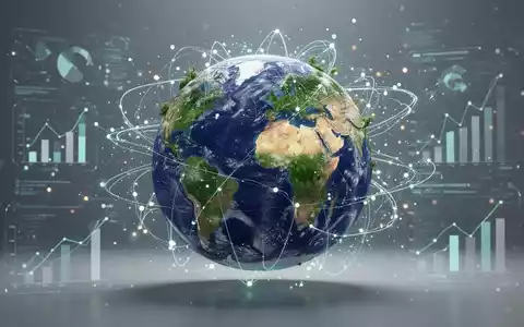 Ein stilisierter Globus, umgeben von leuchtenden Datenpunkten und Linien, der globale Nachhaltigkeitsmetriken und Unternehmensverantwortung darstellt. - Foto: über boerse-global.de