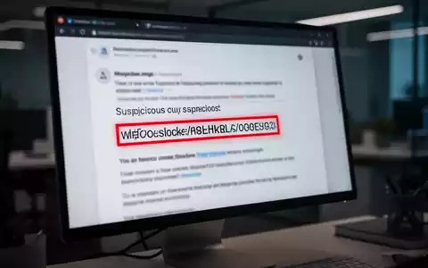 Nahaufnahme eines Computerbildschirms, der eine Phishing-E-Mail mit einem hervorgehobenen, bösartigen Link anzeigt. - Foto: über boerse-global.de