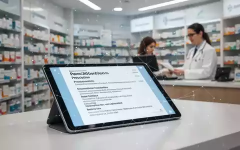 Eine digitale Tablette zeigt ein E-Rezept, umgeben von einem Netzwerk digitaler Verbindungen, das die moderne Gesundheitsinfrastruktur symbolisiert. - Foto: über boerse-global.de