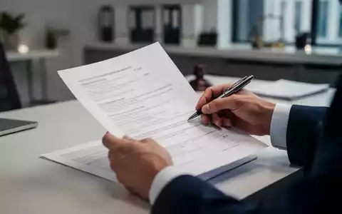 Hände halten offizielle Dokumente und einen Stift, um sie zu unterschreiben oder zu prüfen, auf einem Schreibtisch. - Foto: über boerse-global.de