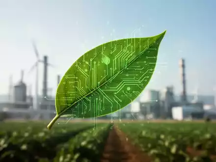 Ein stilisiertes grünes Blatt mit digitalen Schaltungsmustern, das Nachhaltigkeit und technologischen Fortschritt in Gia Lai symbolisiert. - Foto: über boerse-global.de