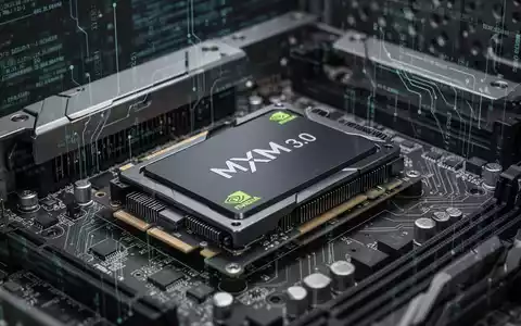 Nahaufnahme einer MXM 3.0 NVIDIA Grafikkarte auf einer Platine, die modulares Design und technische Komplexität zeigt. - Foto: über boerse-global.de