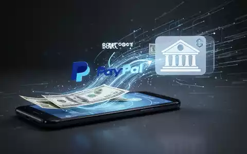 Digitale Illustration zeigt Geldtransfer von PayPal-App auf Smartphone zu Bankkonto, symbolisiert gebührenfreie Überweisungen. - Foto: über boerse-global.de