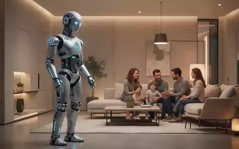 Schlanker humanoider Roboter in einem modernen Wohnzimmer, gestaltet als Begleiter, mit sanftem, indirektem Licht. - Foto: über boerse-global.de
