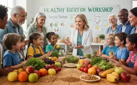 Eine Gruppe von Menschen, darunter Kinder, nimmt an einem Ernährungs-Workshop teil, der sich auf Diabetes-Management konzentriert. - Foto: über boerse-global.de