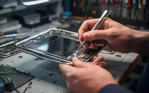 Hände reparieren ein elektronisches Gerät mit Werkzeugen in einer Werkstatt, symbolisierend das Recht auf Reparatur. - Foto: über boerse-global.de