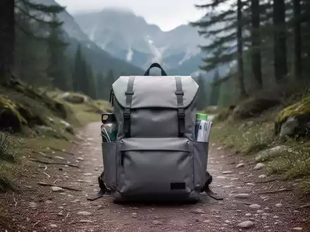 Ein minimalistischer Rucksack auf einem ruhigen Wanderweg, umgeben von Natur, symbolisiert leichtes Reisen und bewussten Verzicht. - Foto: über boerse-global.de