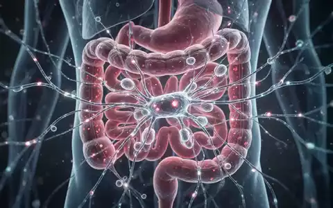 Nahaufnahme des menschlichen Darmmikrobioms mit leuchtenden neuronalen Pfaden, die medizinische Forschung und Diagnostik symbolisieren. - Foto: über boerse-global.de