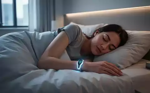 Eine Person schläft friedlich in einem modernen Schlafzimmer, ein diskretes Wearable-Gerät am Handgelenk. - Foto: über boerse-global.de