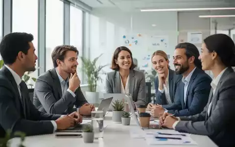 Eine Gruppe von Geschäftsleuten arbeitet in einem modernen Büro zusammen, was mentale Fitness und Wohlbefinden am Arbeitsplatz symbolisiert. - Foto: über boerse-global.de