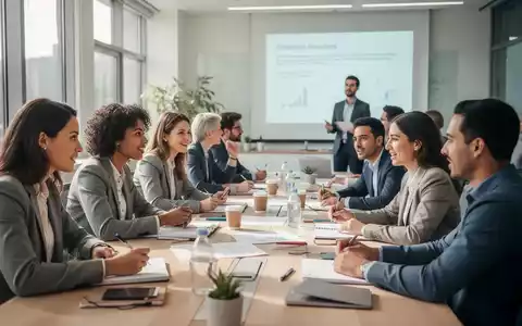 Eine Gruppe von Lehrkräften nimmt aktiv an einem Fortbildungsseminar teil, diskutiert und macht Notizen in einem modernen Raum. - Foto: über boerse-global.de