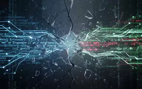Abstraktes digitales Kunstwerk mit gestörten Datenströmen und fehlerhaftem Code, das Software-Installationsprobleme und Systemfehler symbolisiert. - Foto: über boerse-global.de