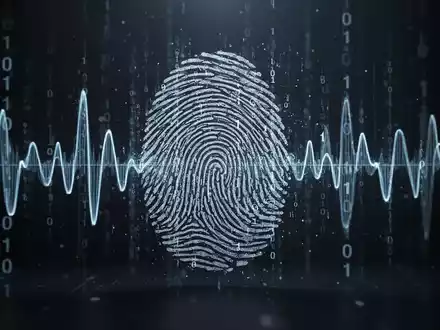 Stilisierter digitaler Fingerabdruck oder Wellenmuster mit Binärcode, symbolisiert KI-Erkennung und -Verifikation. - Foto: über boerse-global.de