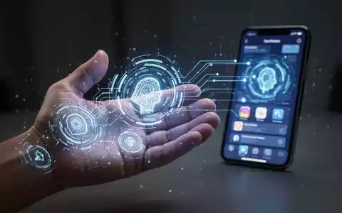 Leuchtende, futuristische KI-Oberfläche auf einer Hand projiziert, Smartphone im Hintergrund, Symbol für digitale Assistenten. - Foto: über boerse-global.de