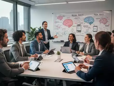 Lehrkräfte nehmen an einer Fortbildung teil, die sich auf psychische Gesundheit und digitale Kompetenzen konzentriert, in einem modernen Seminarraum. - Foto: über boerse-global.de