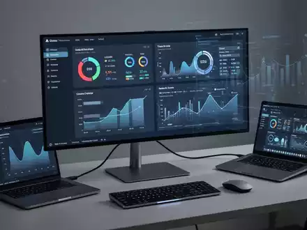 Ein moderner Schreibtisch mit einem Ultrawide-Monitor, der an ein Notebook angeschlossen ist, und minimalistischen Peripheriegeräten. - Foto: über boerse-global.de