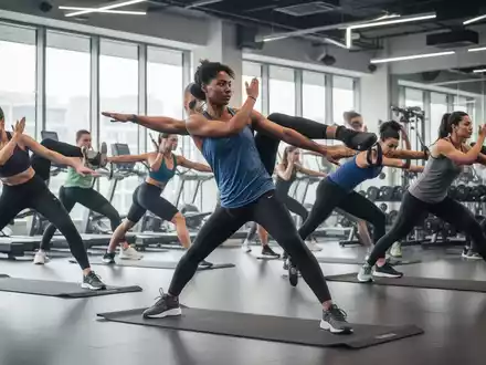 Eine Gruppe von Personen in Sportkleidung führt gezielte Fitnessübungen für Bauch, Beine und Po in einem modernen Fitnessstudio aus. - Foto: über boerse-global.de