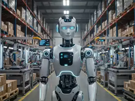 Schlanker, moderner humanoider Roboter Digit in einem High-Tech-Logistiklager mit automatisierten Systemen und Paketen. - Foto: über boerse-global.de