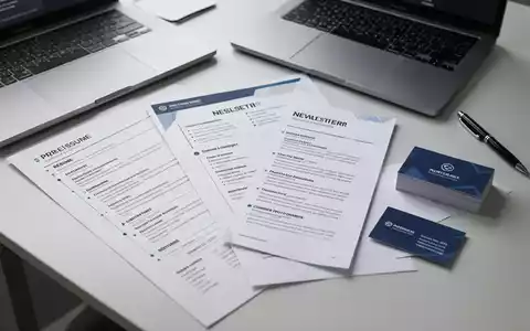 Professionelle Vorlagen für Lebenslauf, Newsletter und Visitenkarten auf einem Schreibtisch mit Laptop. - Foto: über boerse-global.de