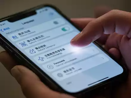 Nahaufnahme einer Hand, die auf einem iPhone-Sprach- oder NLP-Einstellungen bedient. - Foto: über boerse-global.de