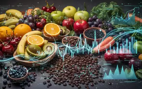 Gesunde Lebensmittel wie Obst, Gemüse und Kaffee, überlagert mit abstrakten digitalen Elementen, die soziale Medien und wissenschaftliche Daten darstellen. - Foto: über boerse-global.de