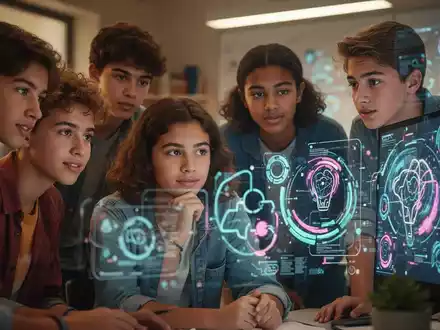 Jugendliche in einem Workshop, die aufmerksam auf einen Bildschirm schauen, der digitale Medienkompetenz und Resilienz symbolisiert. - Foto: über boerse-global.de