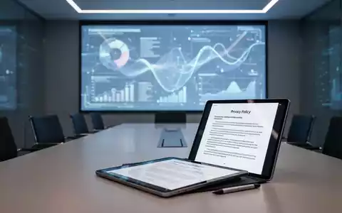 Ein moderner Konferenzraum mit einem großen digitalen Bildschirm, der Datenvisualisierungen anzeigt, und einem Tablet mit einer Datenschutzerklärung. - Foto: über boerse-global.de