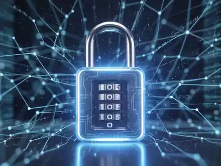 Digitales Vorhängeschloss über einem Hintergrund aus vernetzten Linien, Symbol für Cybersicherheit und Datenschutz. - Foto: über boerse-global.de