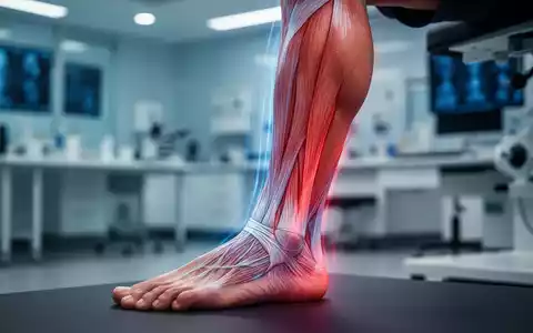 Nahaufnahme eines Unterschenkels, der Muskeln und Blutgefäße andeutet, in einem futuristischen, wissenschaftlichen Umfeld. - Foto: über boerse-global.de