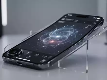 Modernes Smartphone, vermutlich iPhone, mit sichtbarer Kameralinse. Bildschirm zeigt KI-gestĂŒtzte FotobearbeitungsoberflĂ€che. - Foto: ĂŒber boerse-global.de