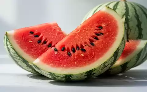 Nahaufnahme einer perfekt geschnittenen Wassermelone mit rotem Fruchtfleisch und schwarzen Kernen, die Frische und Gesundheit ausstrahlt. - Foto: über boerse-global.de