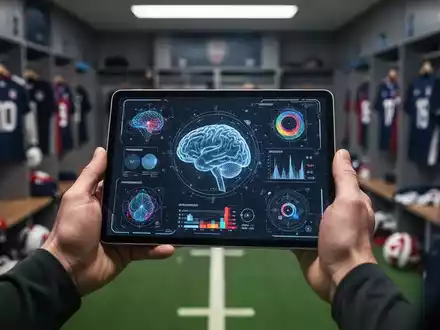Hände halten ein Tablet, das Grafiken von psychologischen Tests anzeigt, im unscharfen Hintergrund eines Sportumfelds. - Foto: über boerse-global.de