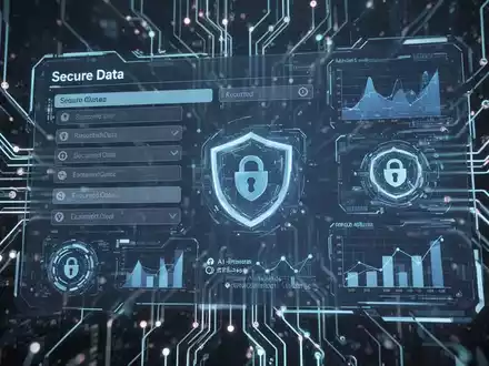 Abstrakte digitale Oberfläche mit sicheren Datenformularen, KI-Analysen und Verschlüsselungssymbolen für fortschrittliche Produktivitätssoftware. - Foto: über boerse-global.de